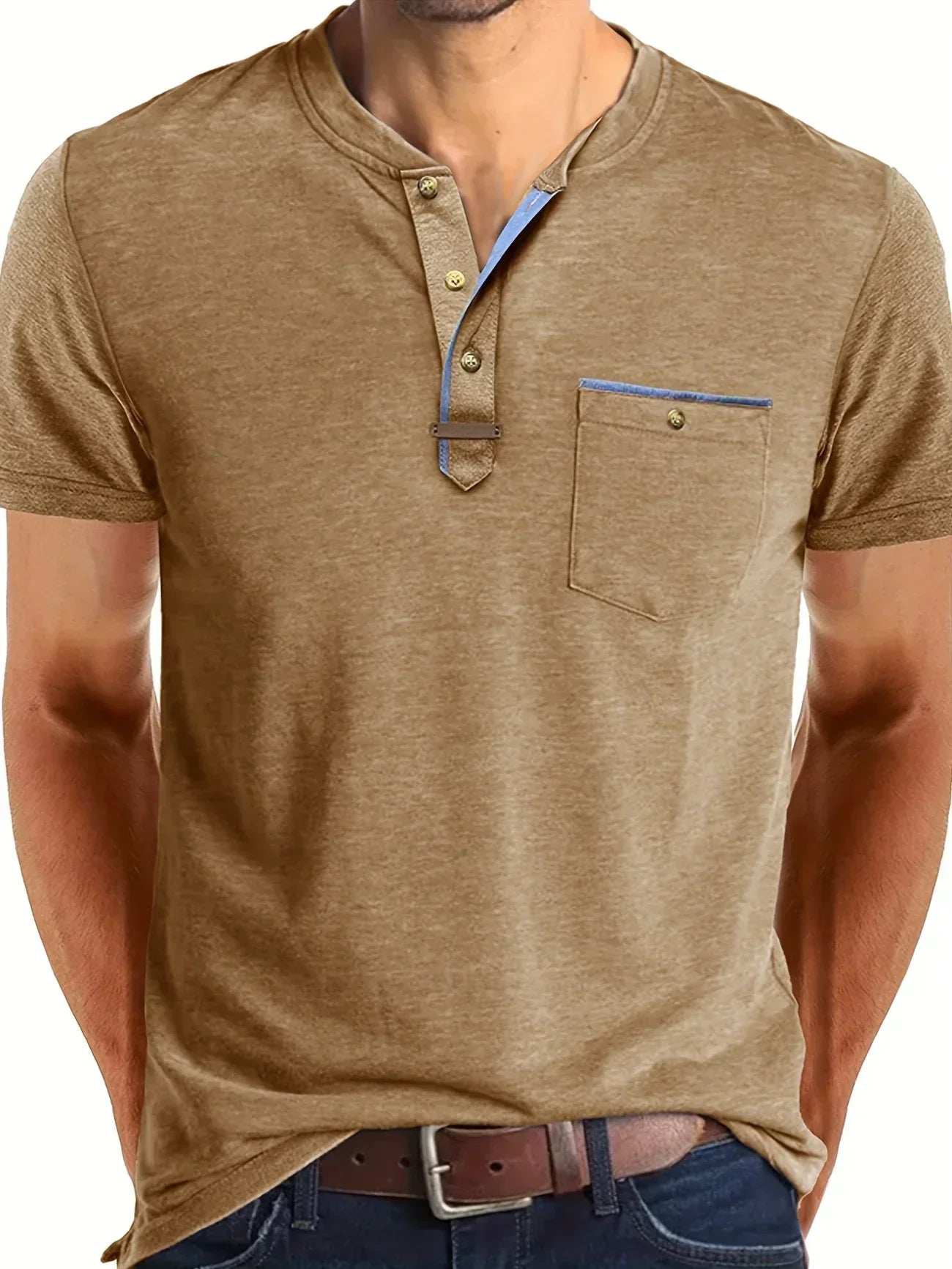 Weiches Basic T-Shirt mit Brusttasche für Herren