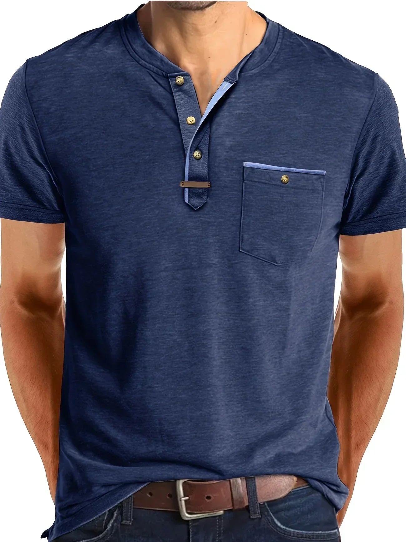 Weiches Basic T-Shirt mit Brusttasche für Herren