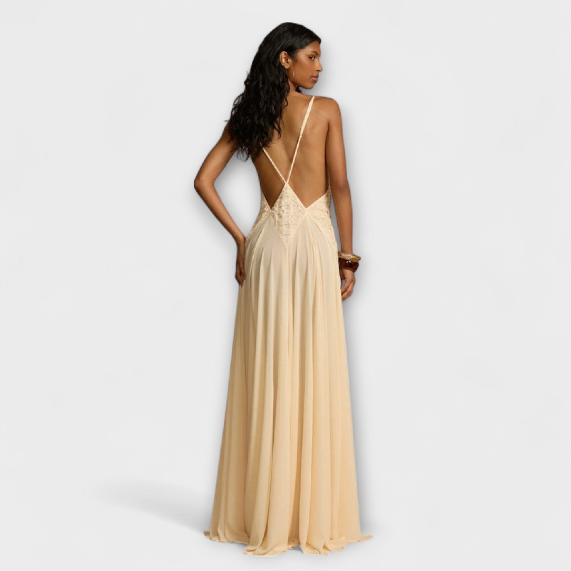Aurora - Maxikleid mit tiefem V-Ausschnitt