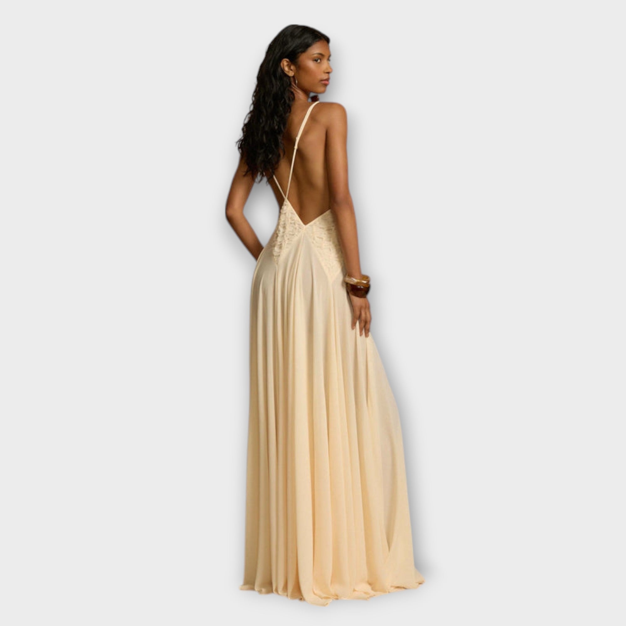 Aurora - Maxikleid mit tiefem V-Ausschnitt