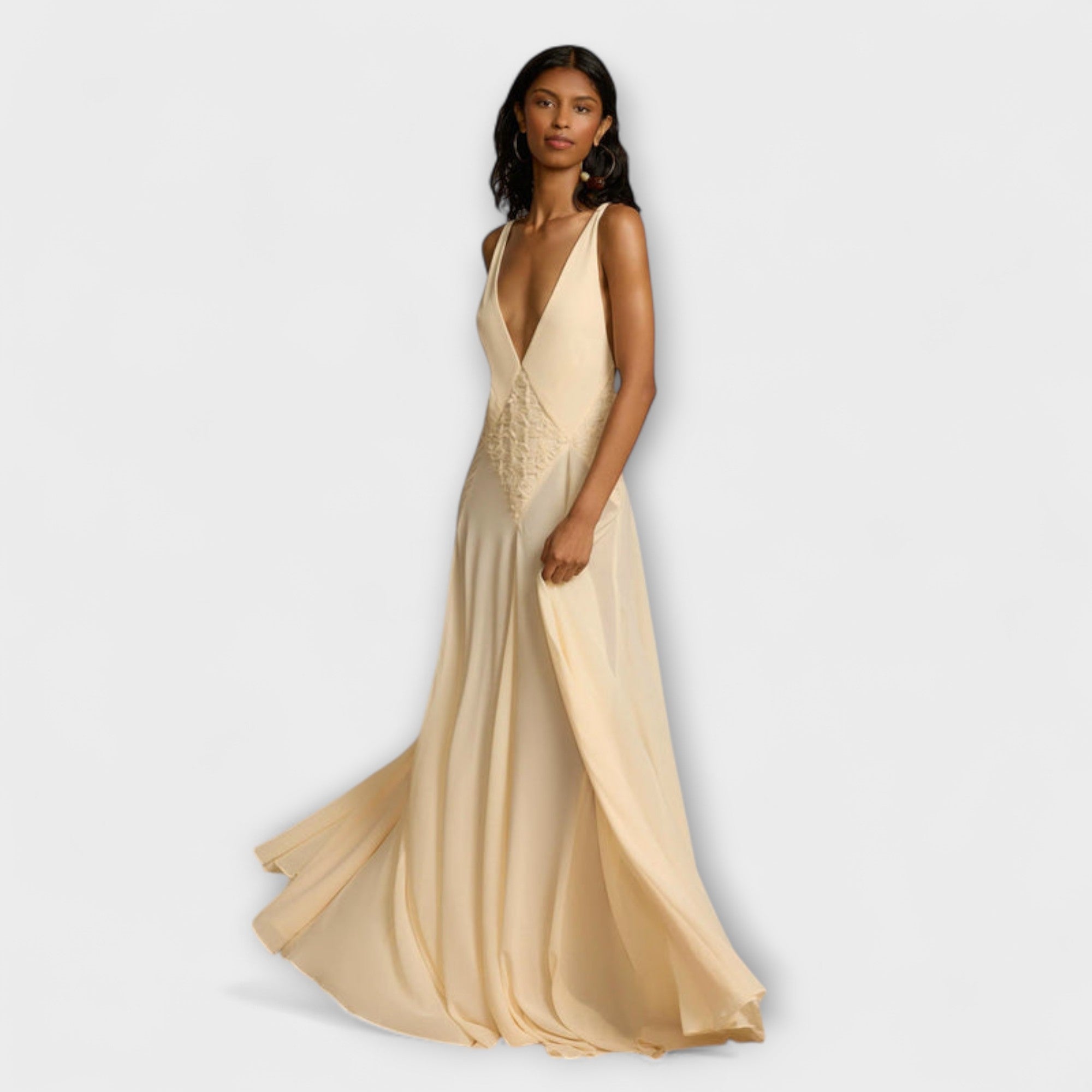 Aurora - Maxikleid mit tiefem V-Ausschnitt