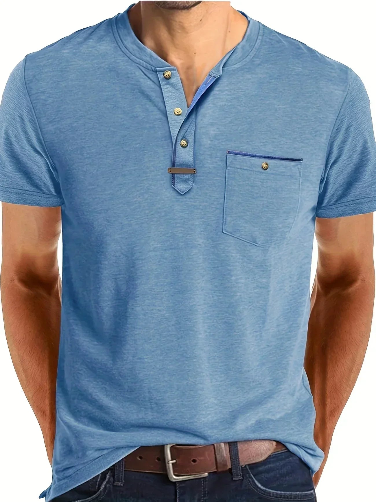 Weiches Basic T-Shirt mit Brusttasche für Herren