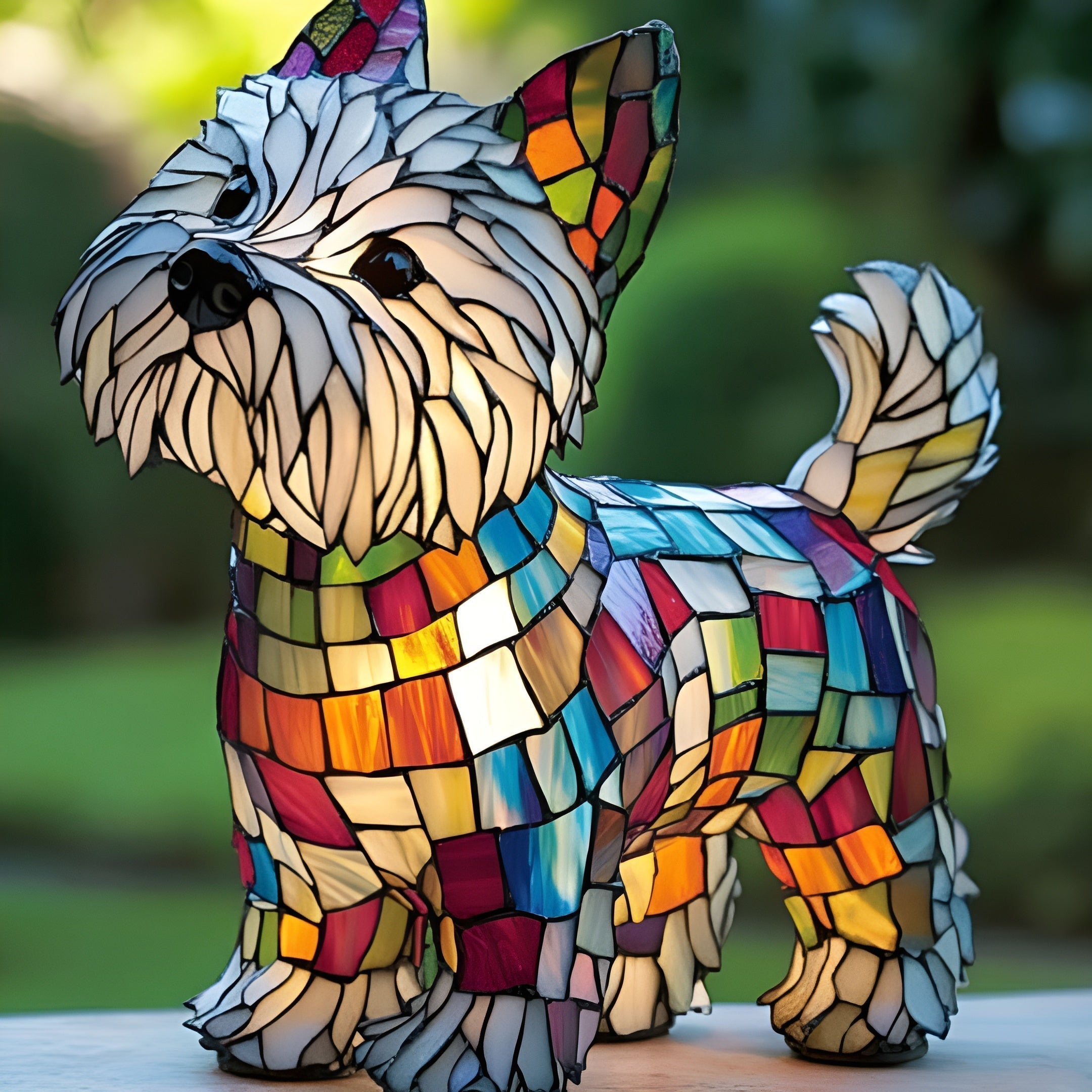 Toutou – Magische Hundelampe aus farbigem Glas