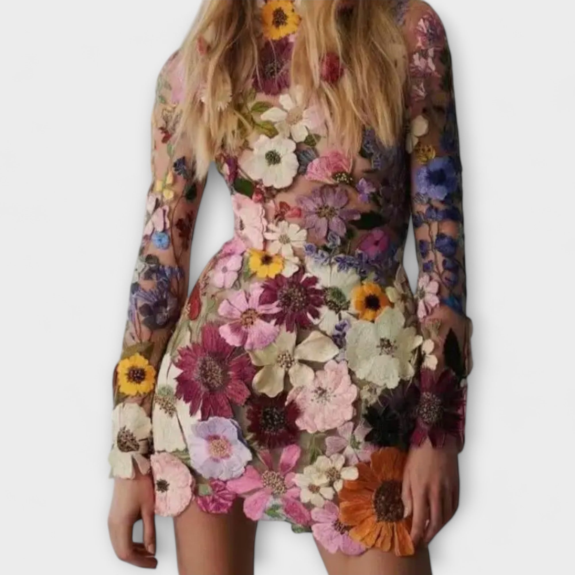 Aurora - Kleid mit 3D-Blumenmuster