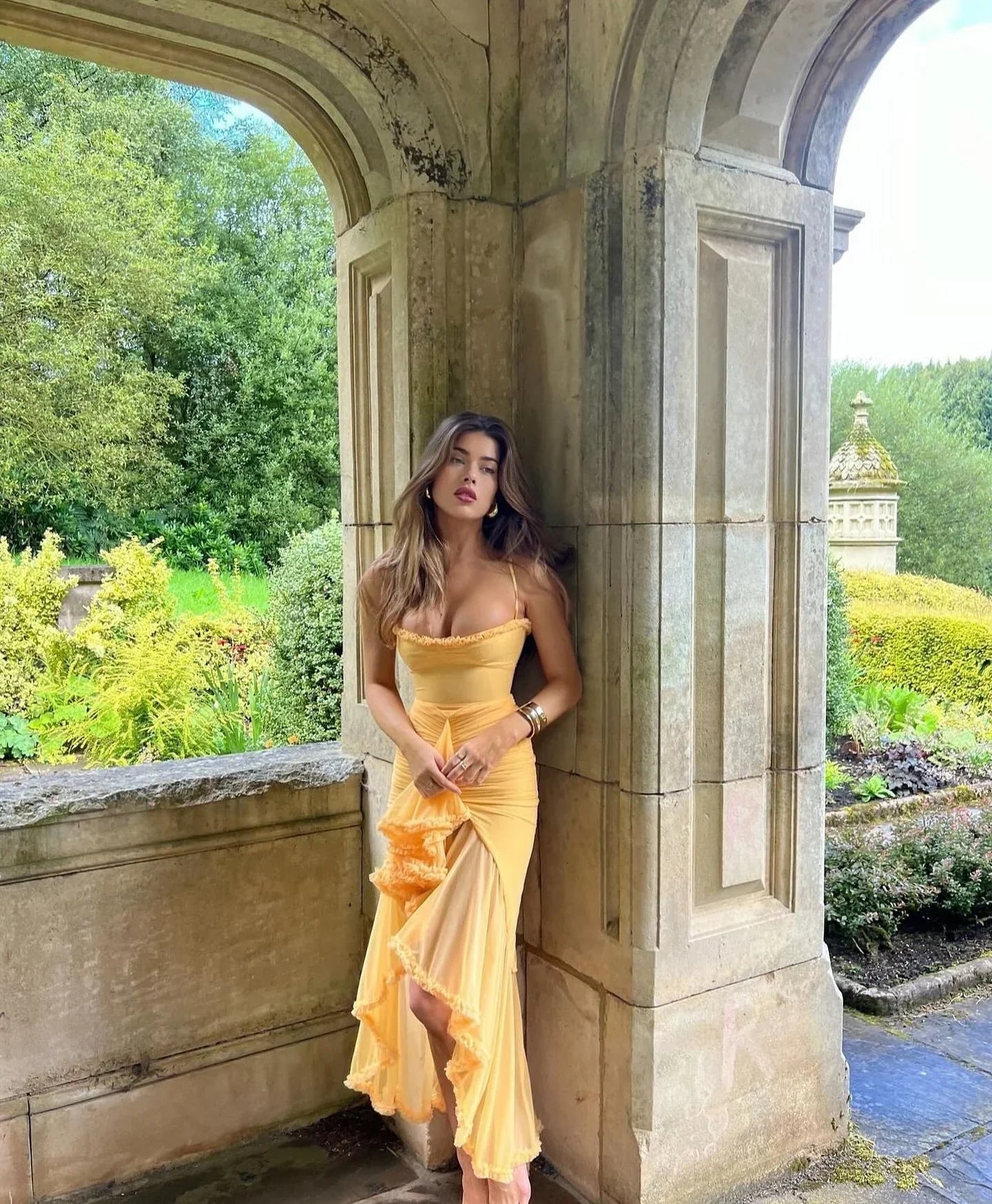 Clarissa™ | Maxi-Kleid aus gelbem Netz