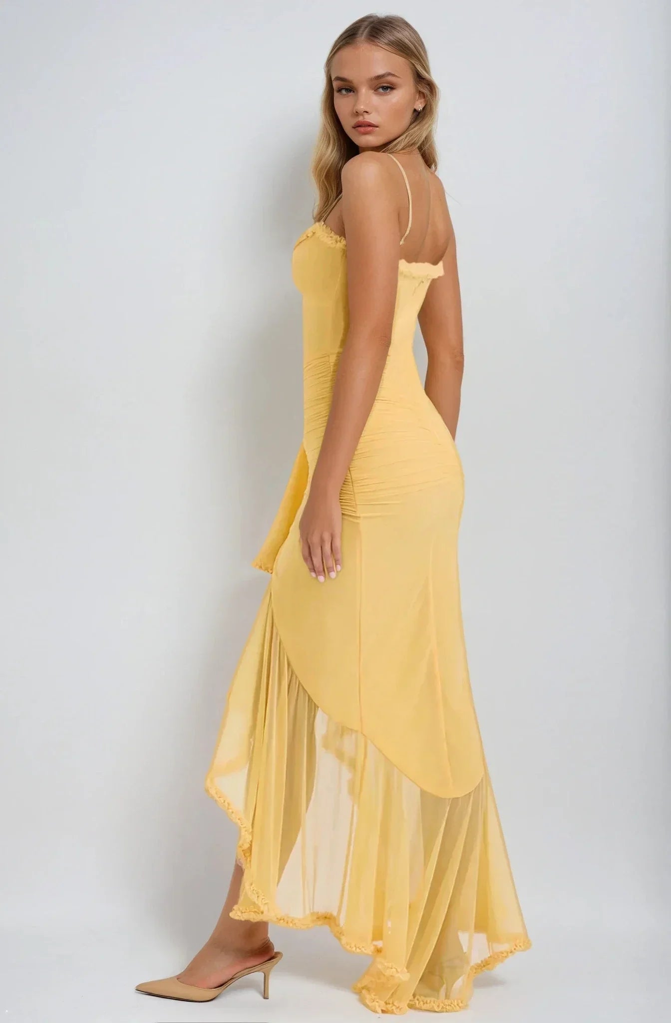 Clarissa™ | Maxi-Kleid aus gelbem Netz