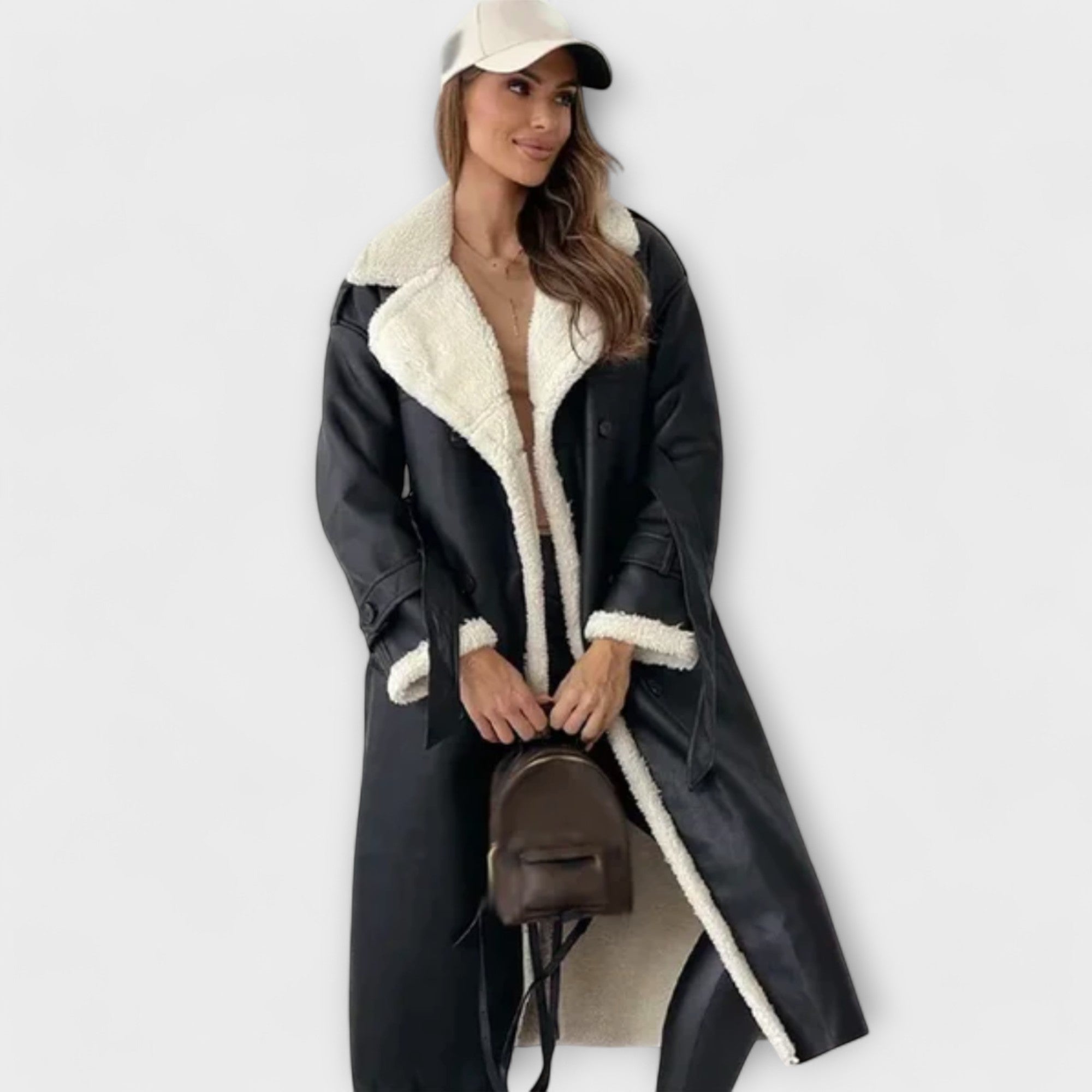 Aurora – Lange klassische Jacke mit Fleecefutter und Teddykragen