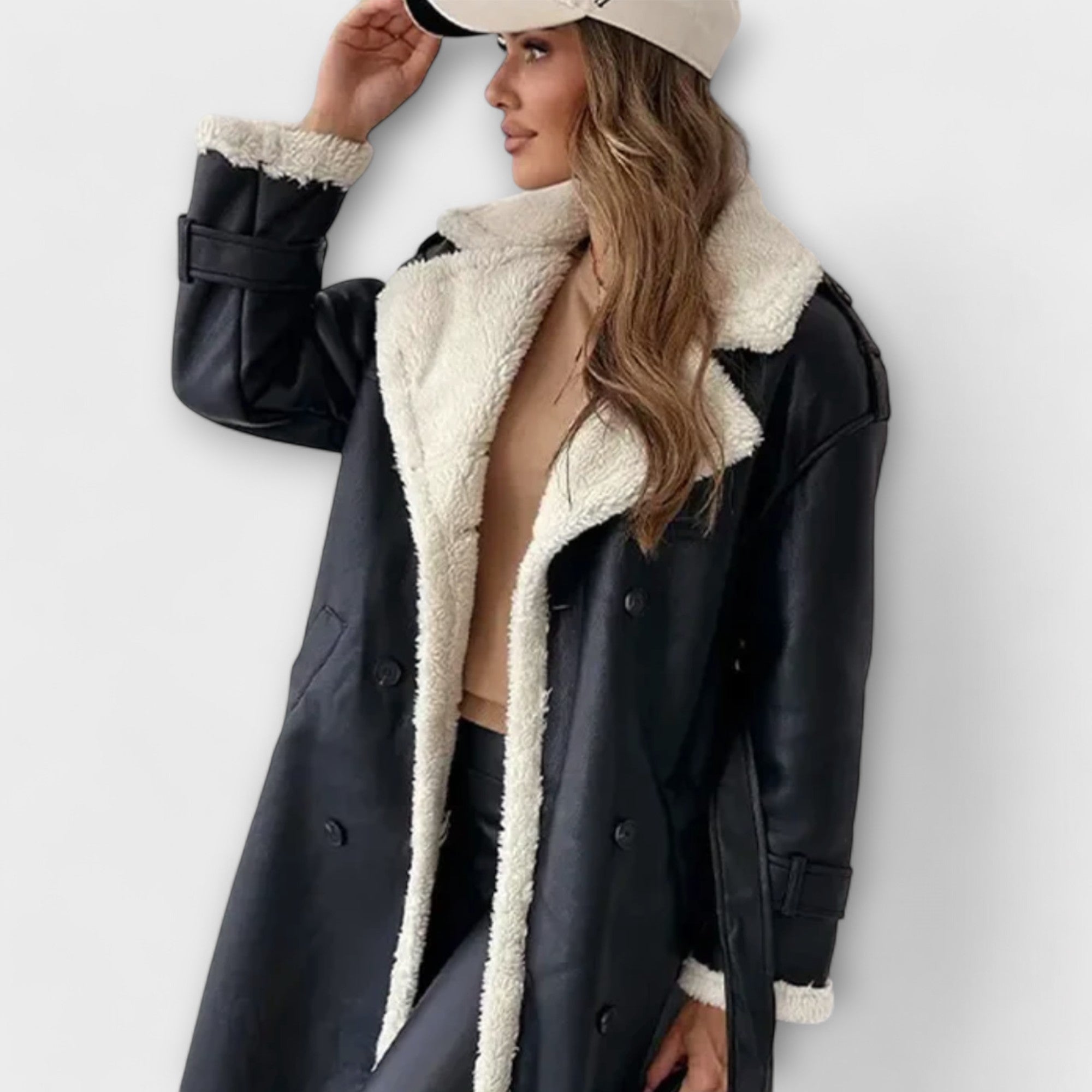 Aurora – Lange klassische Jacke mit Fleecefutter und Teddykragen