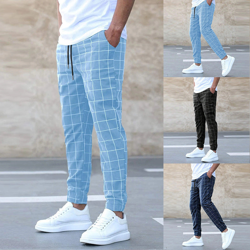 Herren Jogginghose kariert – Gerade geschnitten, Casual Streetwear, Frühling Freizeit