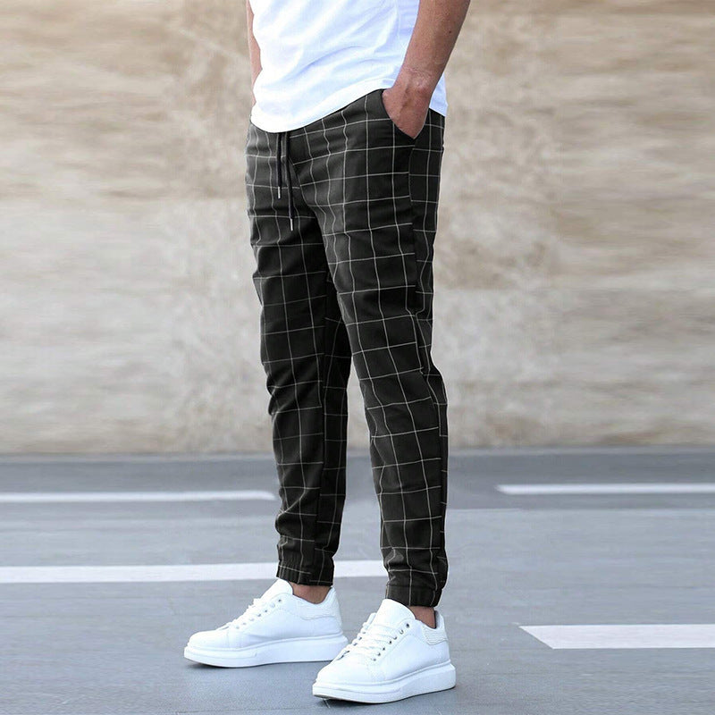 Herren Jogginghose kariert – Gerade geschnitten, Casual Streetwear, Frühling Freizeit