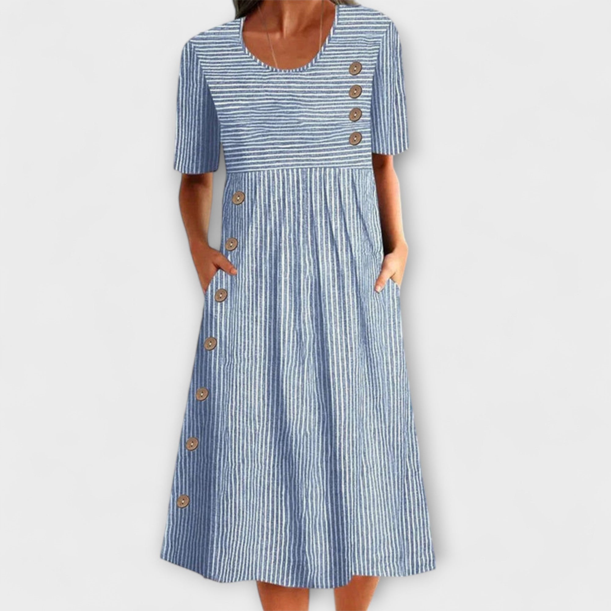 Aurora – Gestreiftes Premium-Midikleid