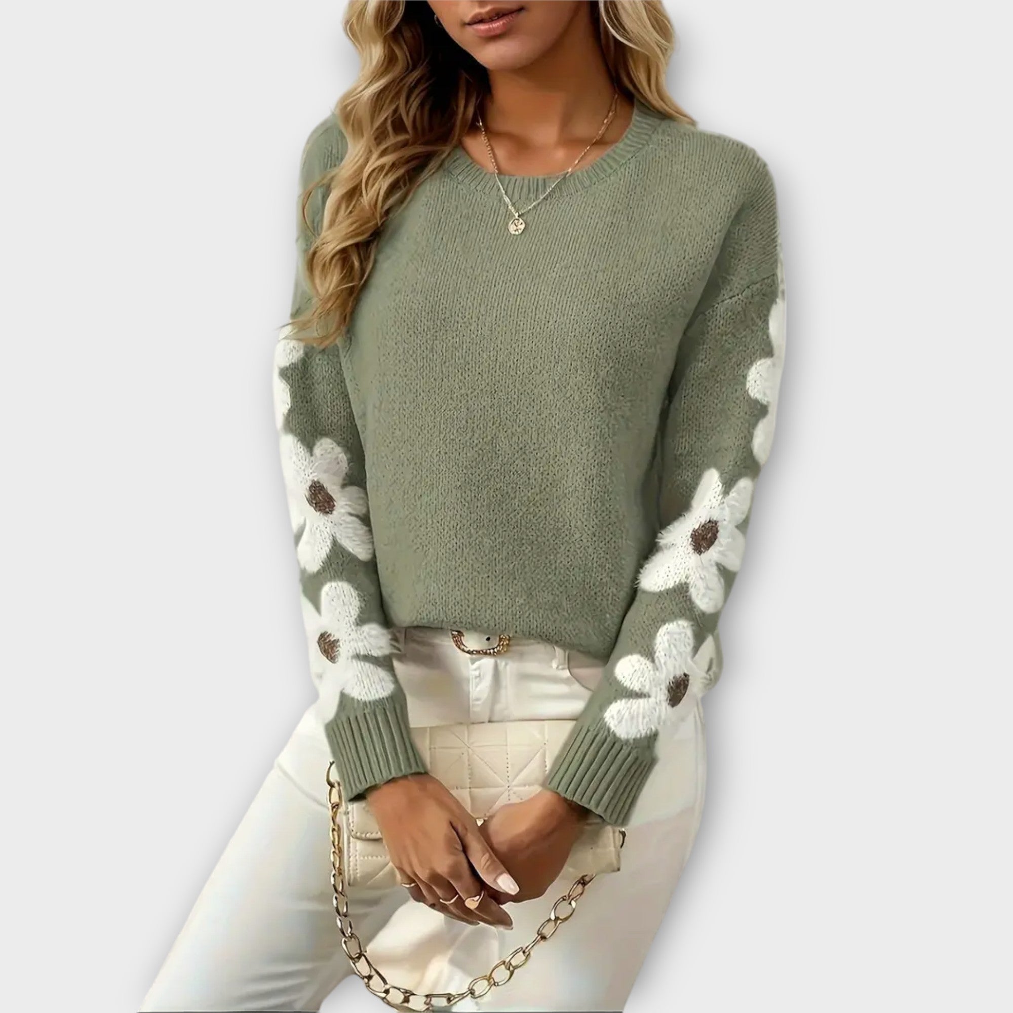 Aurora - Weicher Strickpullover mit Blumendesign
