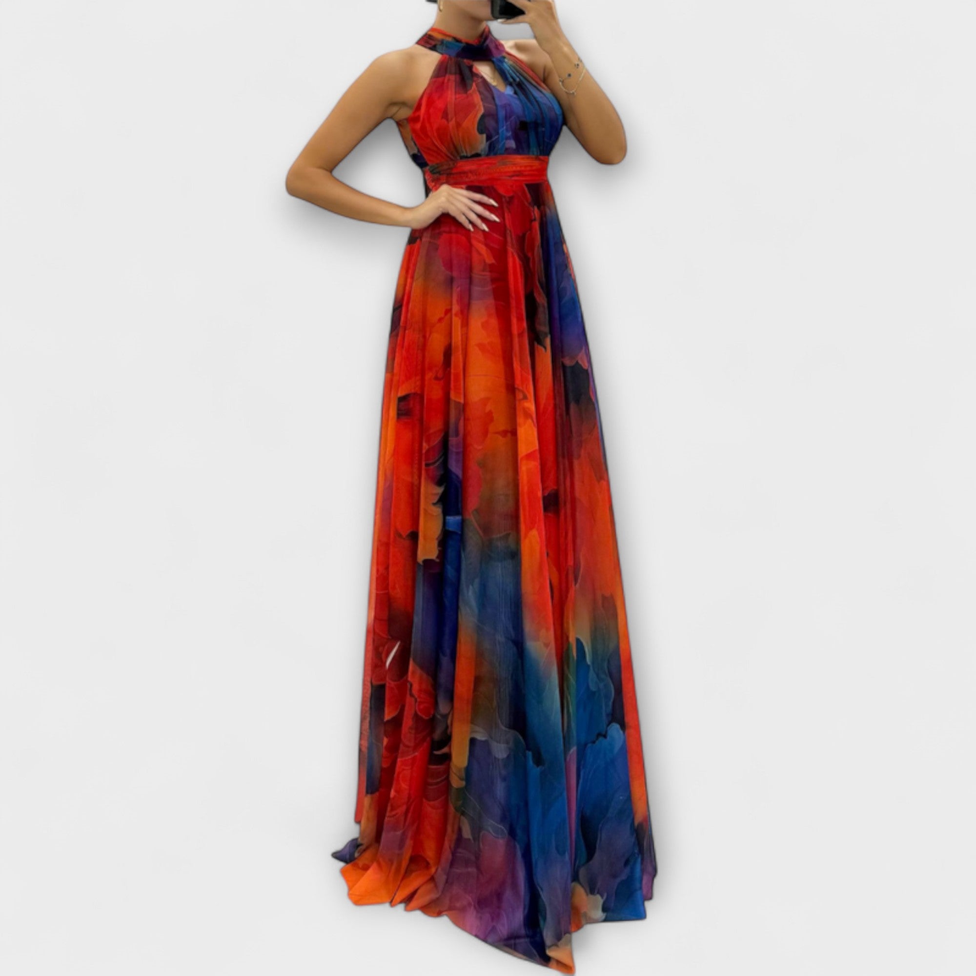 Isalie – Maxikleid aus Chiffon mit Blumenmuster