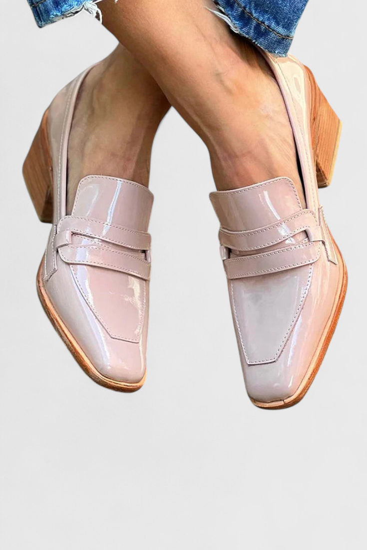 Rosa Lacklederschuhe Sasha mit Quadratzehen und hohem Absatz