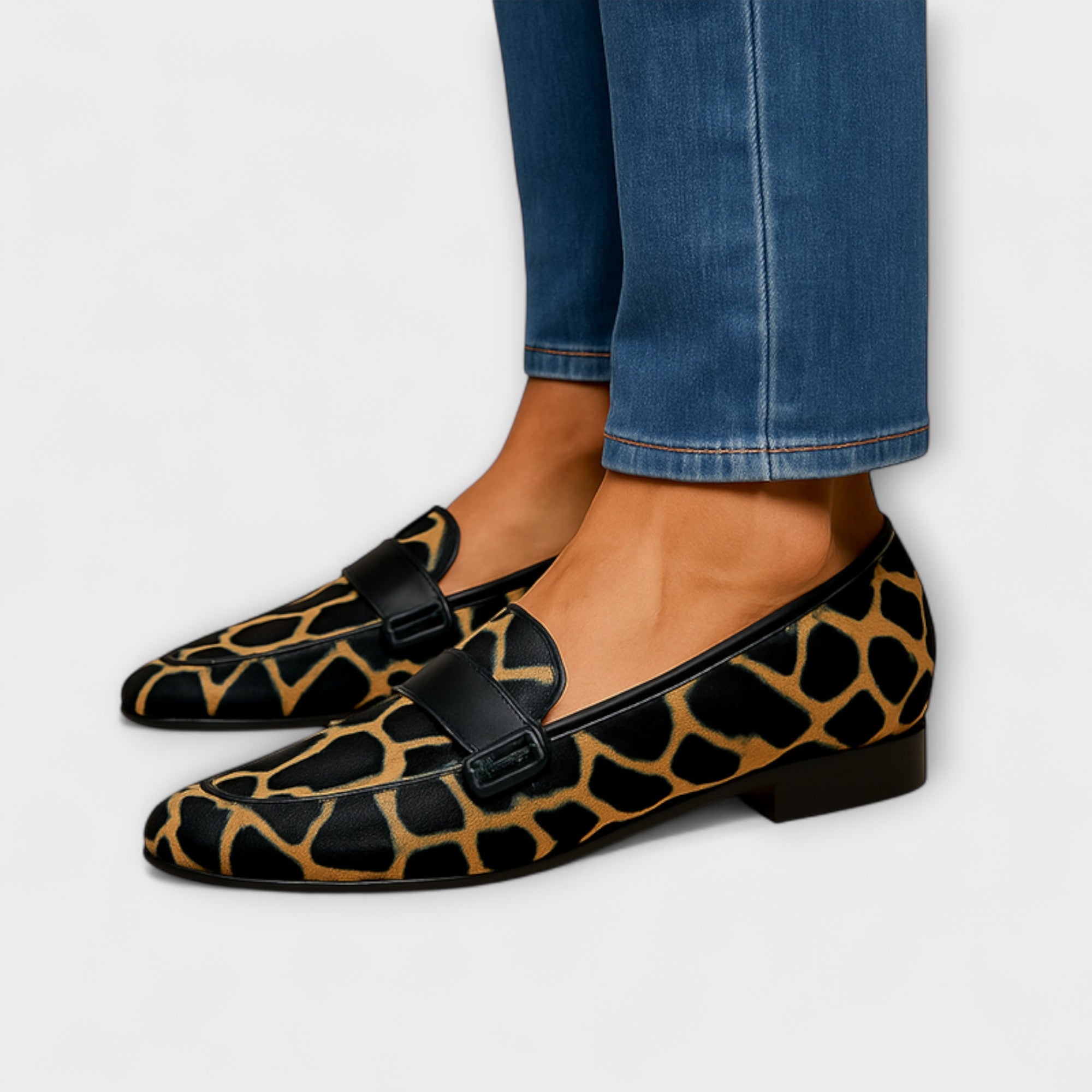 Mokassins Wale mit Leopardenmuster und dekorativem Riemen