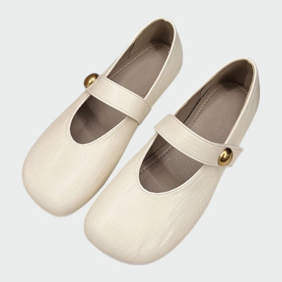 Olivia - Mary Jane Schuhe mit runder Spitze und Knopf