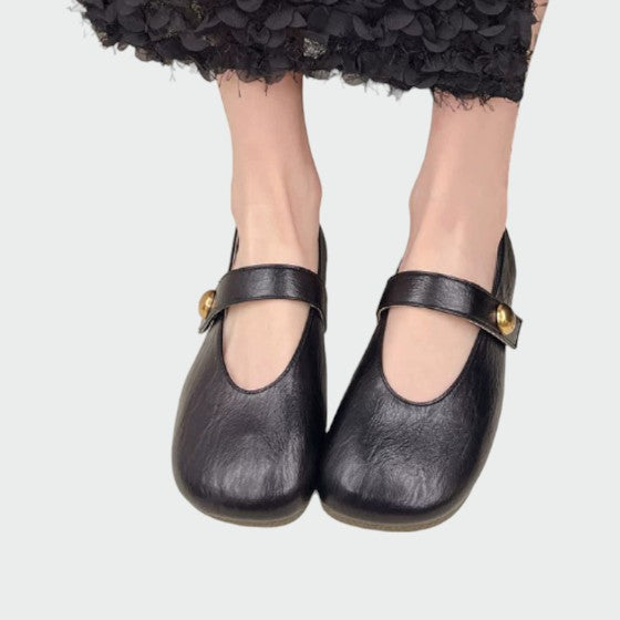 Olivia - Mary Jane Schuhe mit runder Spitze und Knopf
