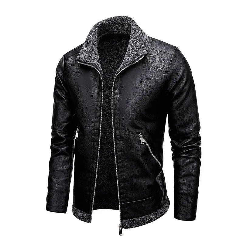 Elegante Fleece-Lederjacke