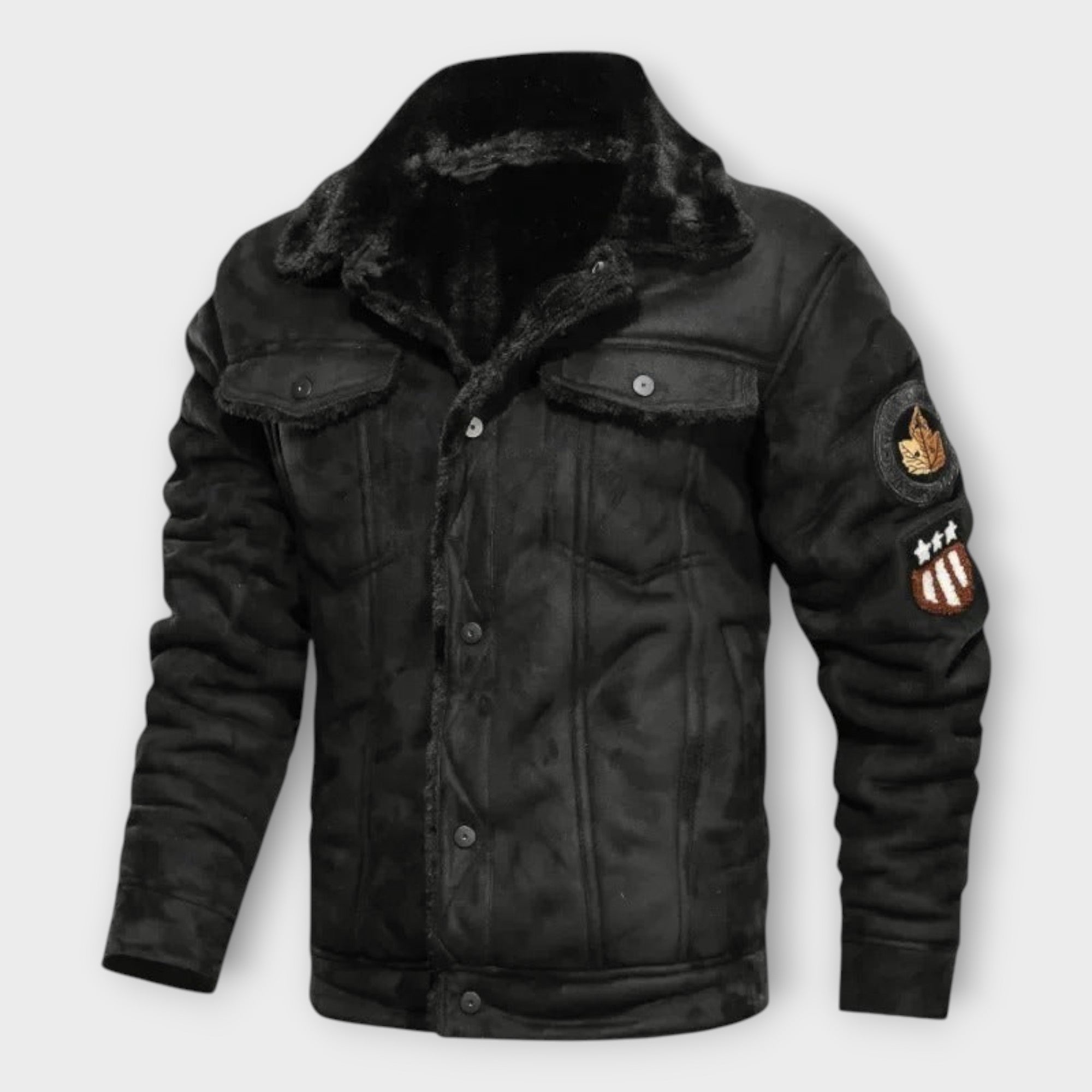 Elegante und Warme Fleece-Lederjacke